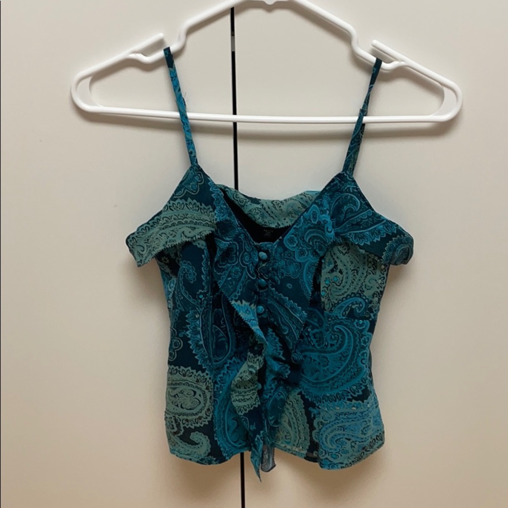 Vintage Teal Patterned Top